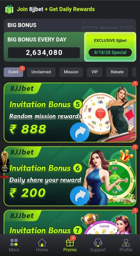 8JJ Bet Game Invite and Earn Cash