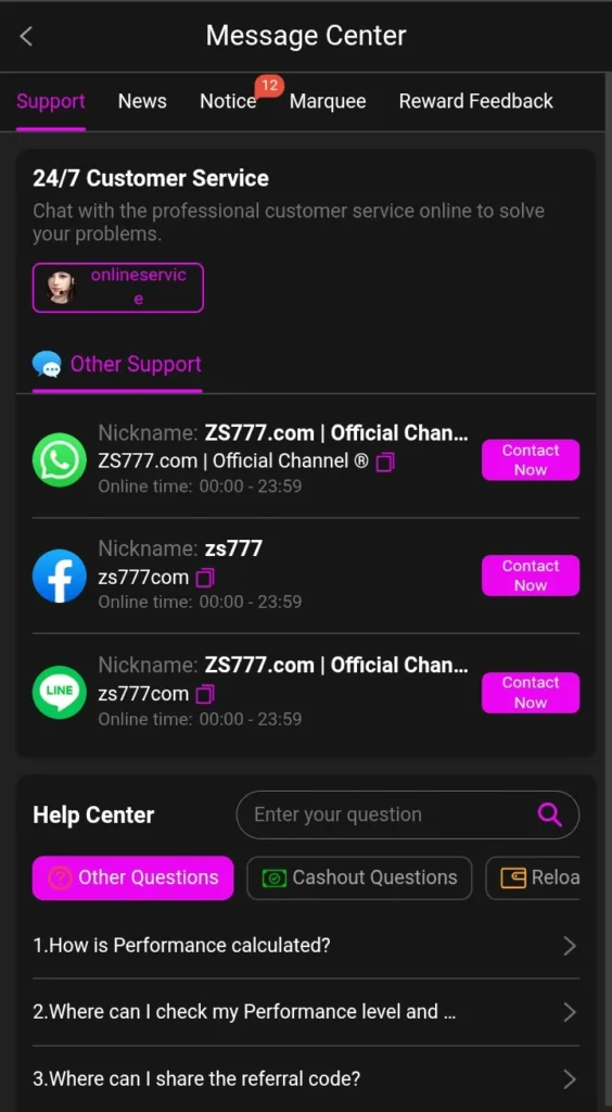 Zs777 Game Customer Support Center