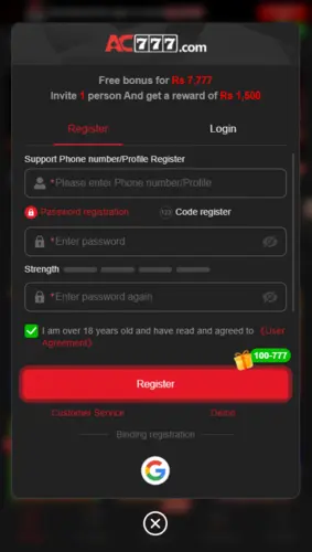 AC777 Game Registration 