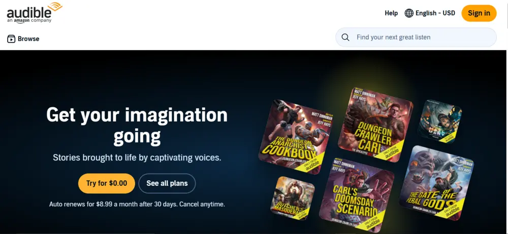 Best Audiobook Apps – Audible app with premium audiobooks, offline listening, and exclusive titles.