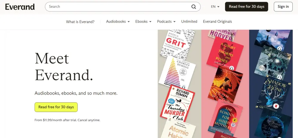 Best Audiobook Apps – Everand app with unlimited audiobooks, ebooks, and digital reading.